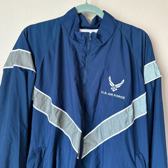 US Air Force Mens Jacket Size L PTU Physical Training Uniform Reflective Blue - Picture 3 of 12